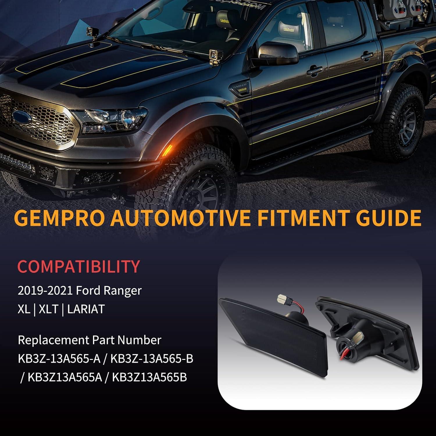 Gempro Luz de Marcador Lateral LED Ámbar para Ford Ranger 2019-2023