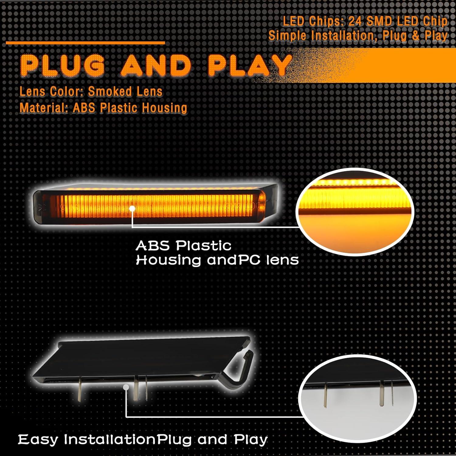 Kit de Luces de Señal de Giro LED Ámbar ZDEERAOTO para Ford