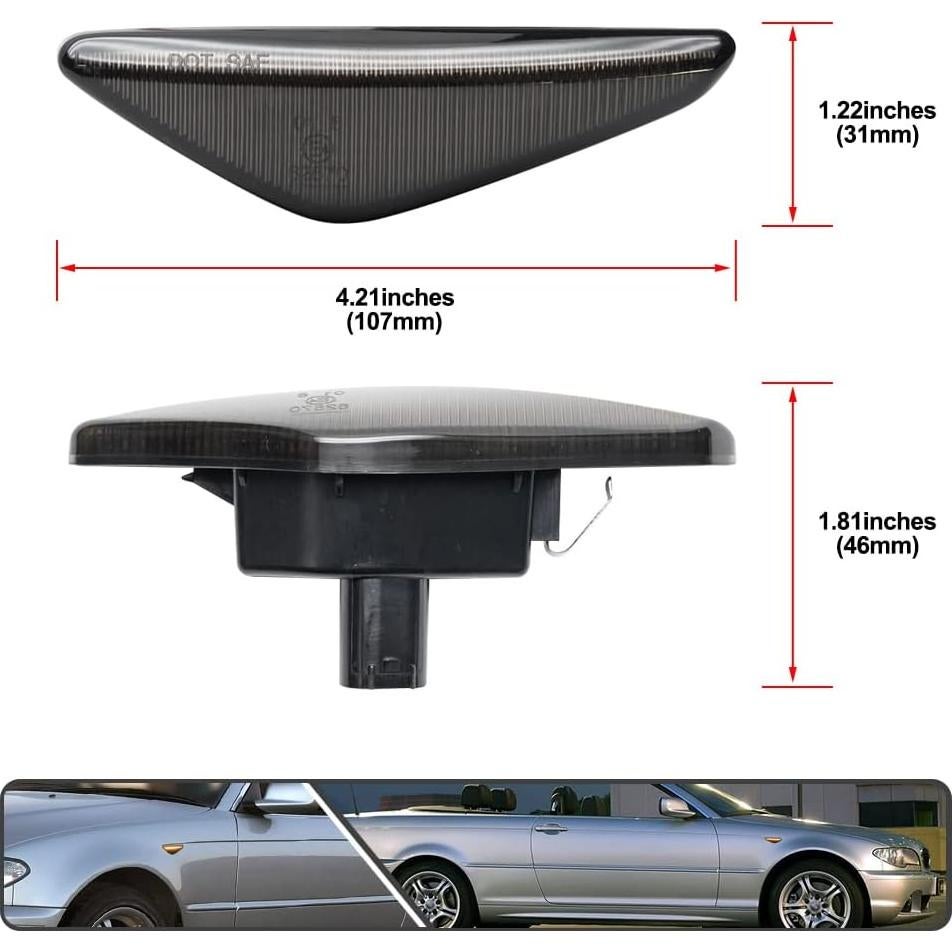 2 Pcs Luz de Marcador Lateral LED Ámbar BMW E46 2004-2006