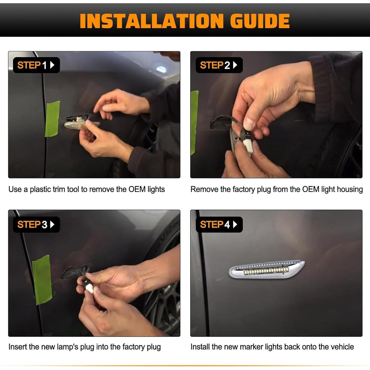 Luces LED de Marcador Lateral Gempro para BMW E46 E60 E61 E81 E82 E87 E88 E90 E91 E92 E93 X1 E84 X3 E83 E53, 2PCS