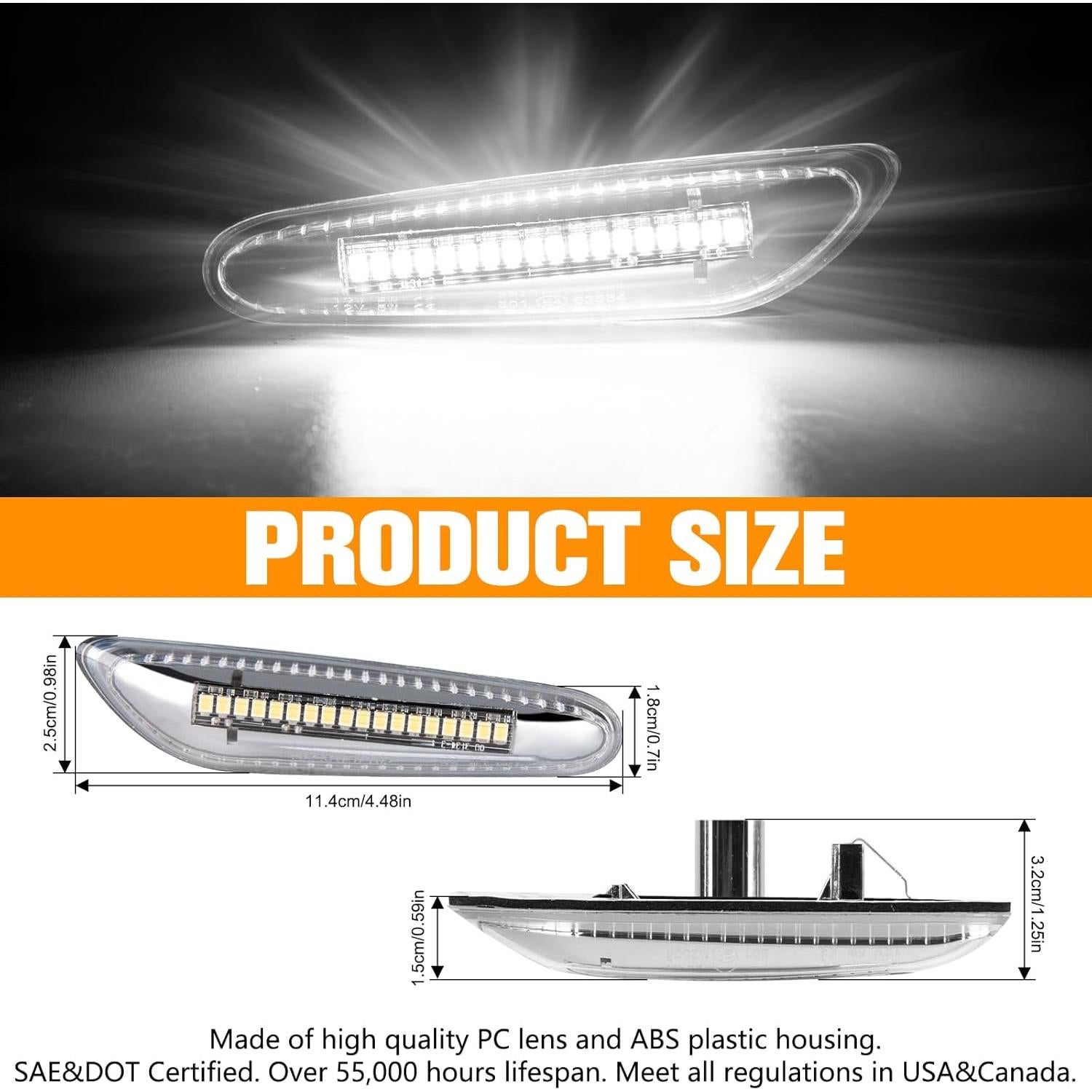 Luces LED de Marcador Lateral Gempro para BMW E46 E60 E61 E81 E82 E87 E88 E90 E91 E92 E93 X1 E84 X3 E83 E53, 2PCS