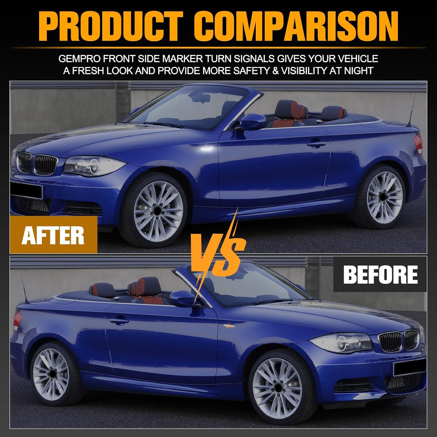 Luces LED de Marcador Lateral Gempro para BMW E46 E60 E61 E81 E82 E87 E88 E90 E91 E92 E93 X1 E84 X3 E83 E53, 2PCS