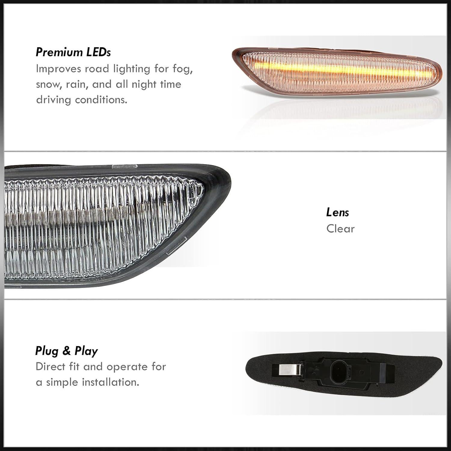 Lámparas LED Secuenciales Ámbar AJP para Marcador Lateral