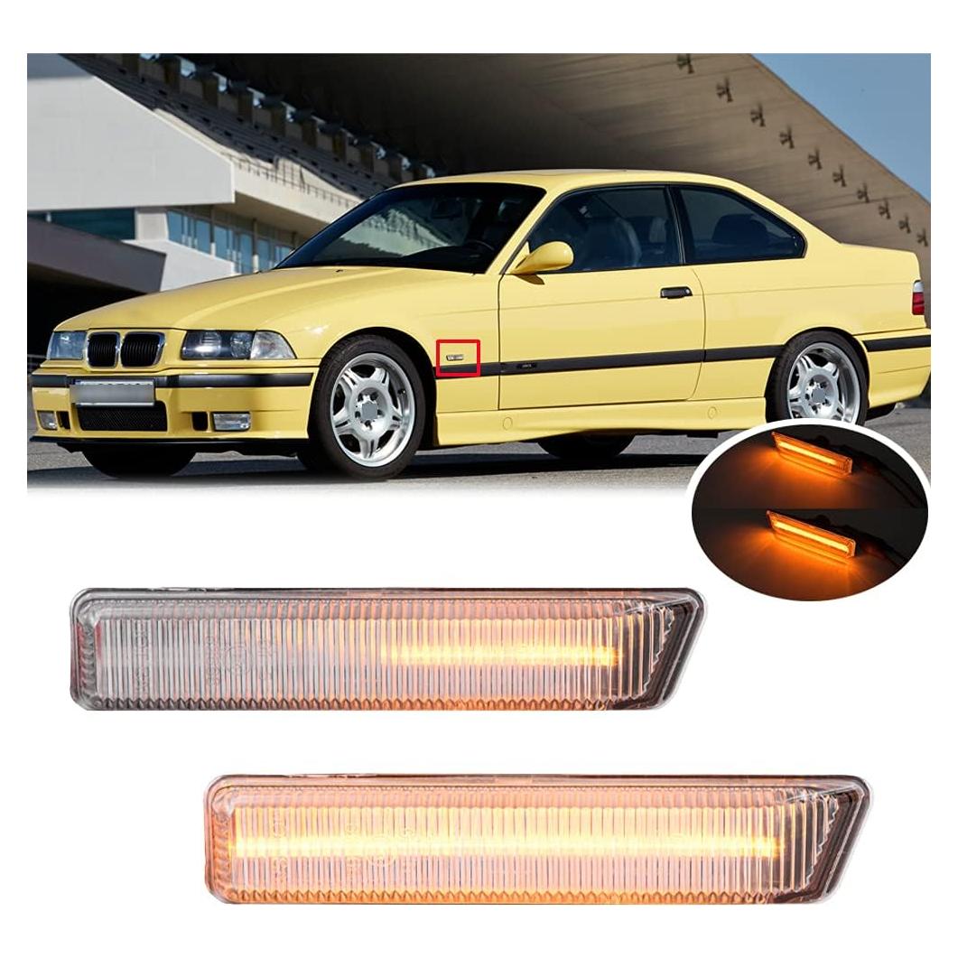 2 Piezas Luz de Marcador Lateral LED Ámbar BMW E36 E53