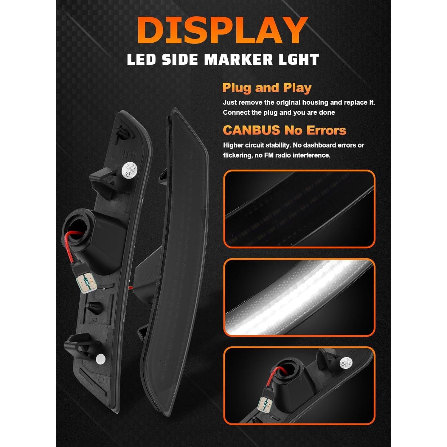 Luz de Marcador Lateral LED GDUKOP para Chevy Camaro 2016-2023