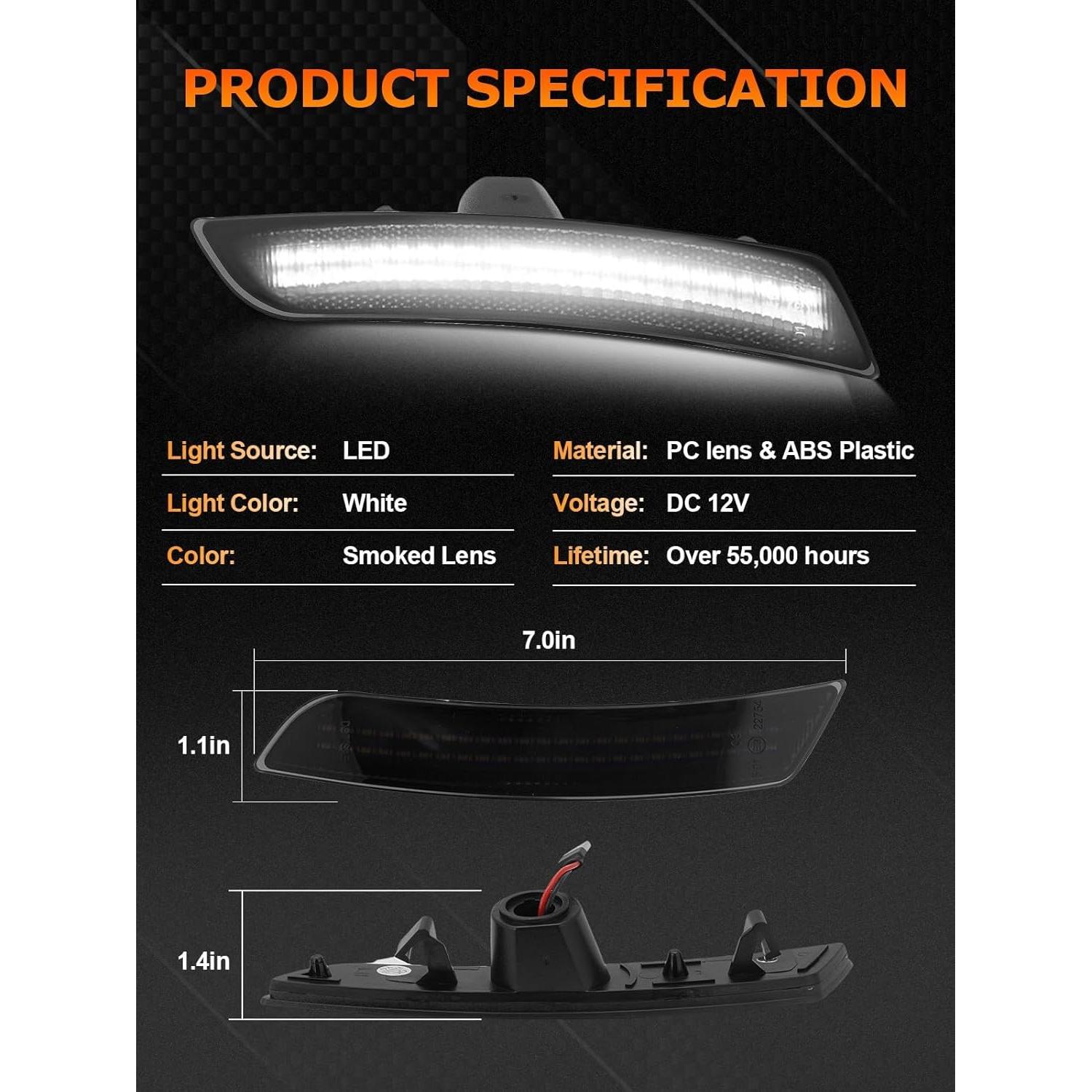 Luz de Marcador Lateral LED GDUKOP para Chevy Camaro 2016-2023
