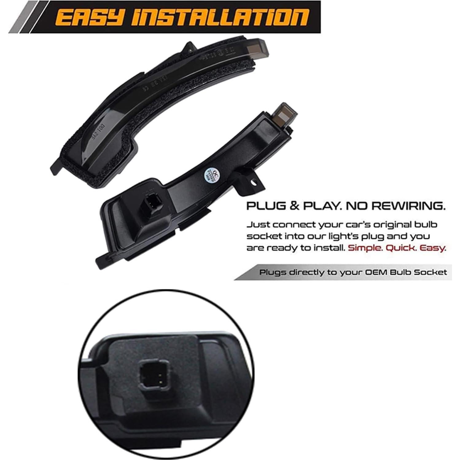 Luz de Señal de Giro LED Secuencial Gsdmsye para Ford Mustang 2015-2022