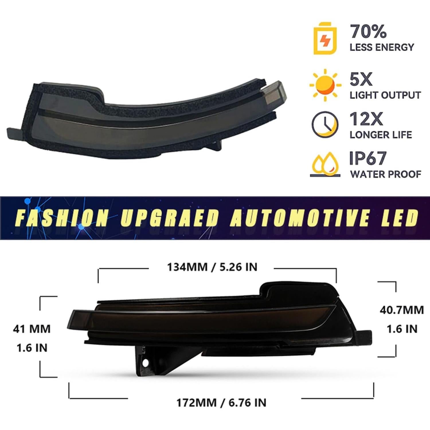 Luz de Señal de Giro LED Secuencial Gsdmsye para Ford Mustang 2015-2022