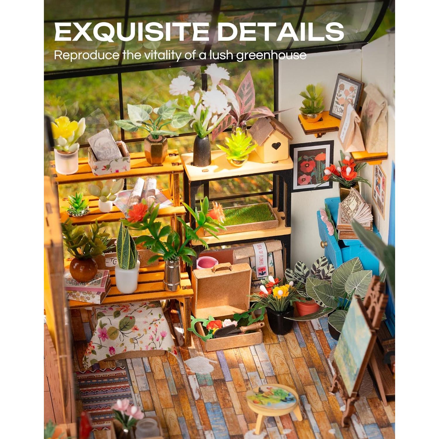 Rolife Kit Casa Miniatura DIY Invernadero LED 17x17 cm