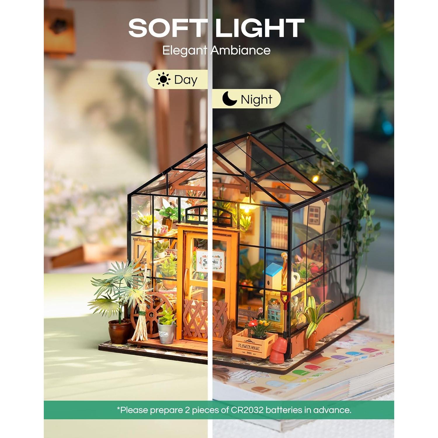 Rolife Kit Casa Miniatura DIY Invernadero LED 17x17 cm