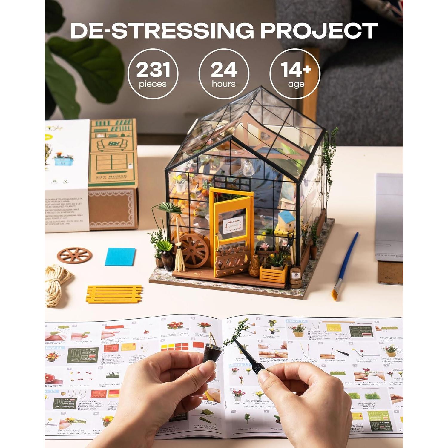 Rolife Kit Casa Miniatura DIY Invernadero LED 17x17 cm