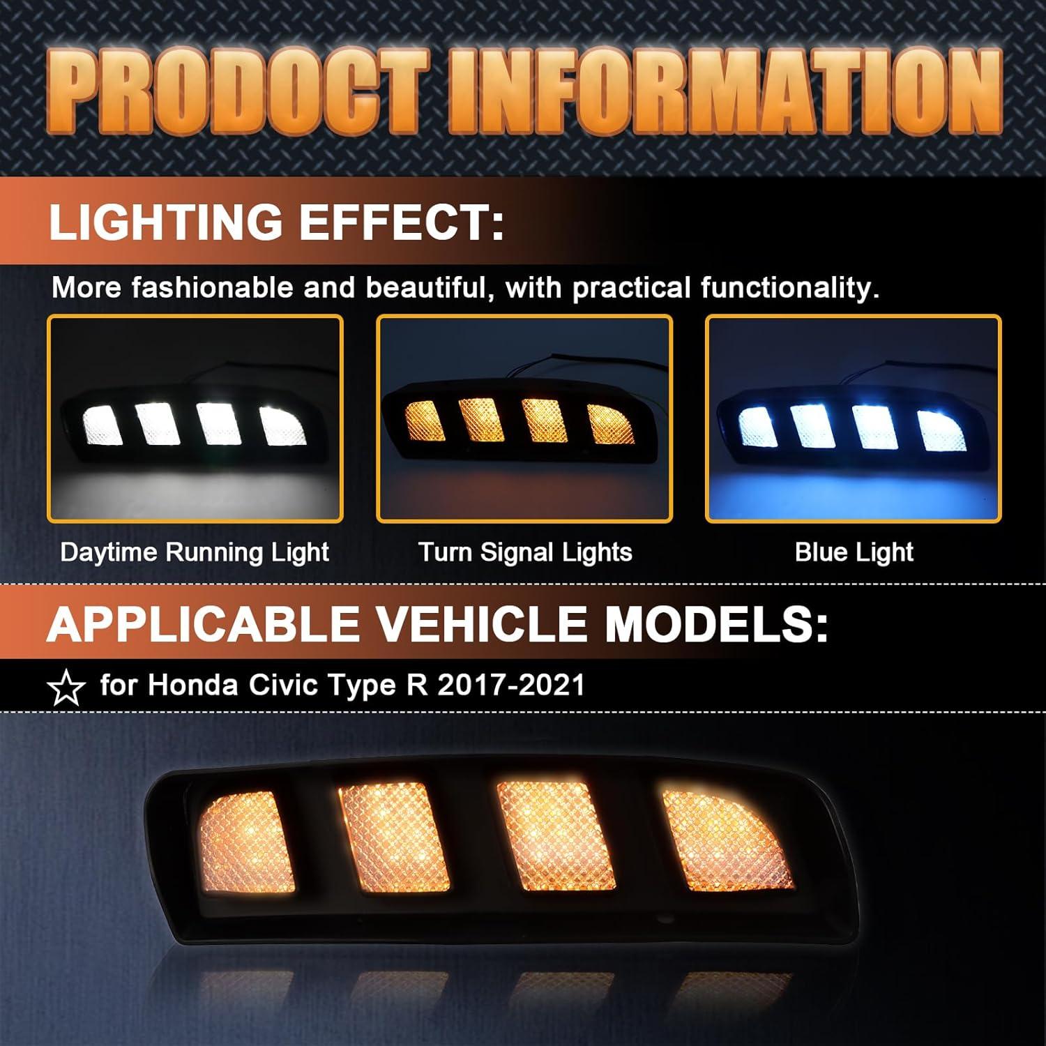 Luz LED de Circulación Diurna y Antiniebla para Honda Civic Type R 2017-2021
