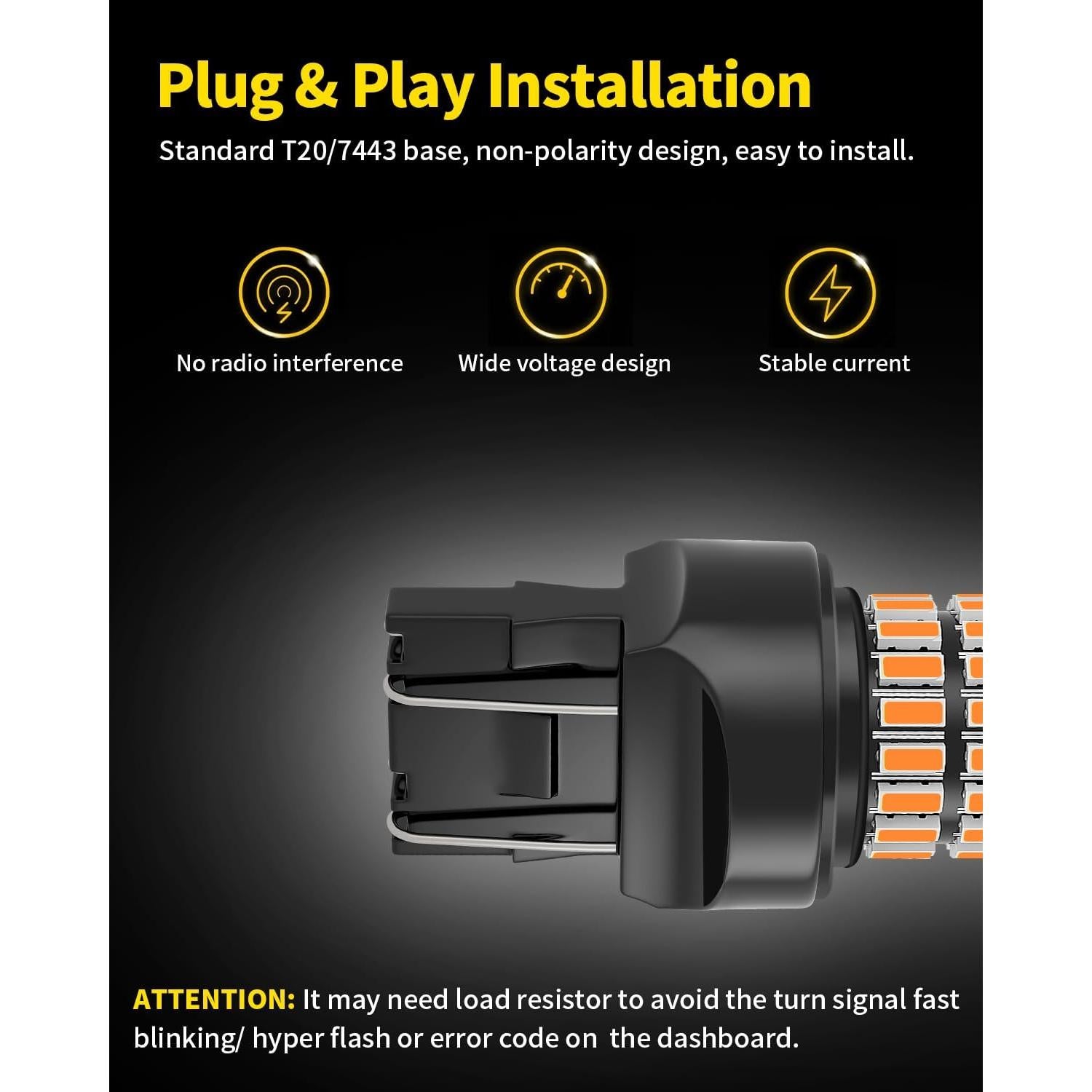 Bombillas LED Amarillo Ámbar 7443 MEALAM para Honda Civic 2012-2021