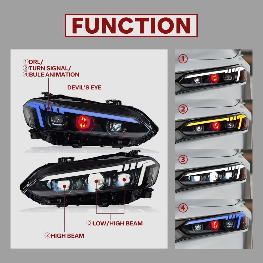 Faros LED COOLCMP para Honda Civic 11ª Gen 2022-2025