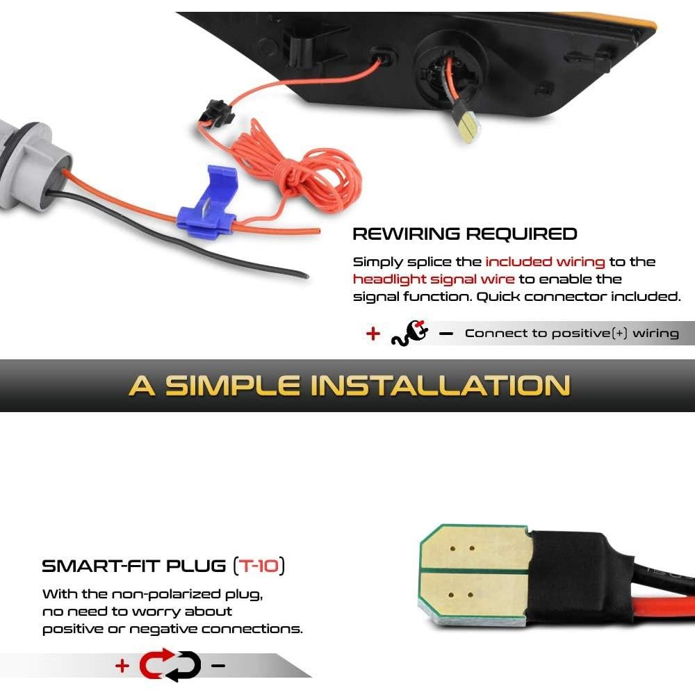 Luz de Marcador Lateral LED Ámbar VIPMOTOZ para Honda Civic 2016-2021