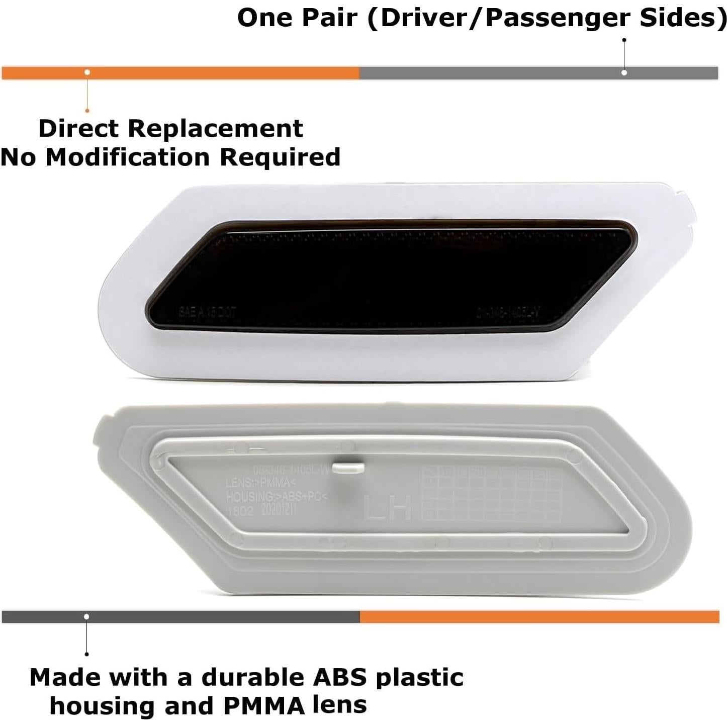 Marcadores Laterales Ahumados iJDMTOY para Audi Q5/SQ5 2018-2020