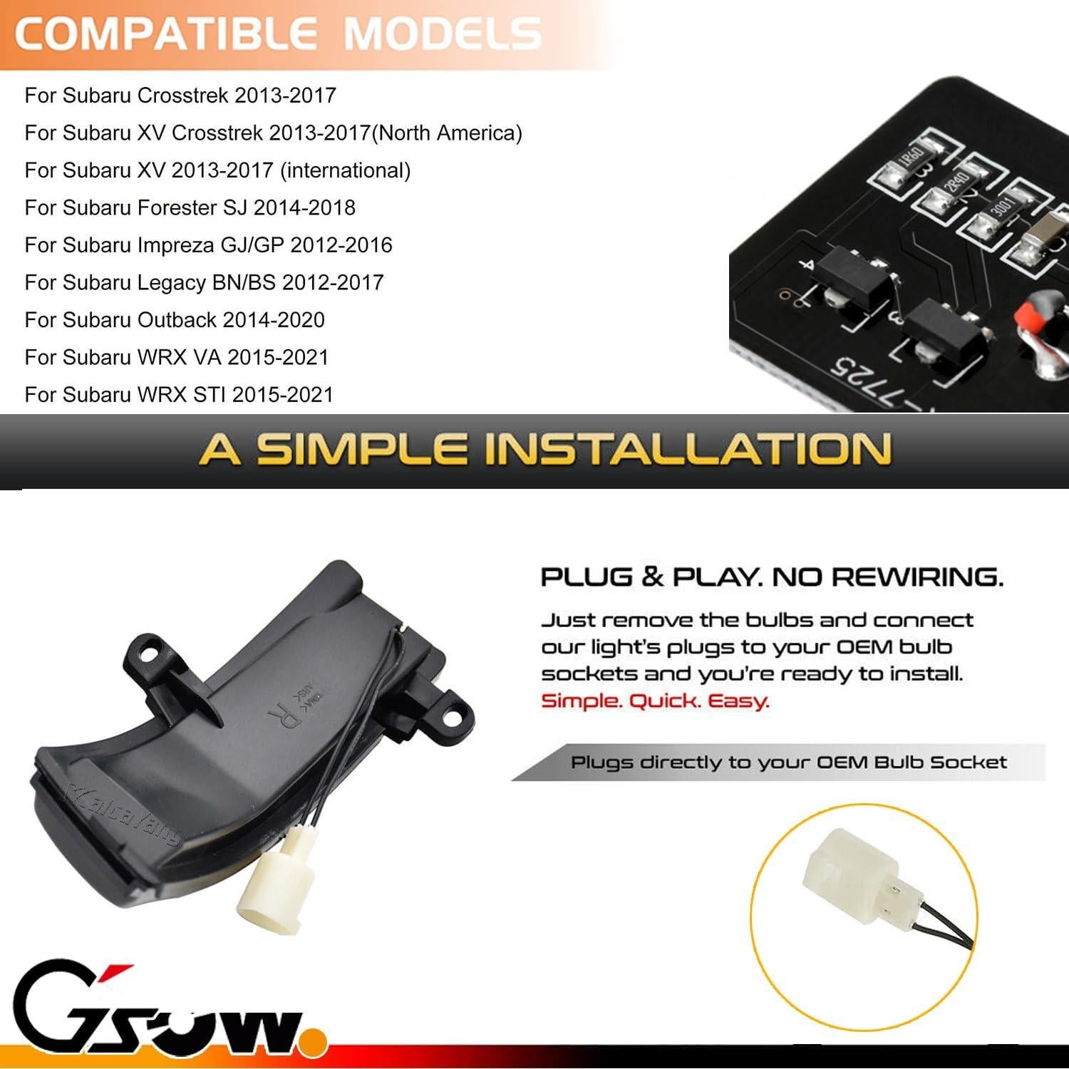 Luces de Señal de Giro LED GSOWO para Subaru 2014-2021