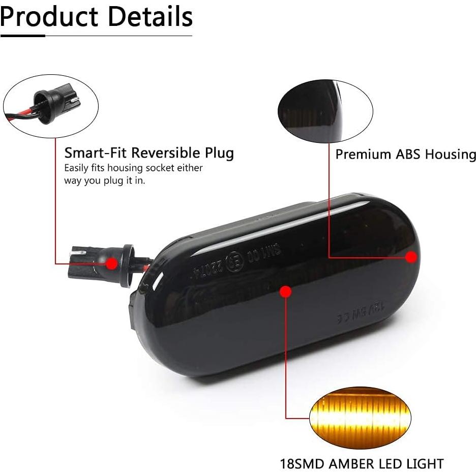 Gempro Luz de Señal LED Ámbar Dinámico para VW Golf/Jetta/Passat