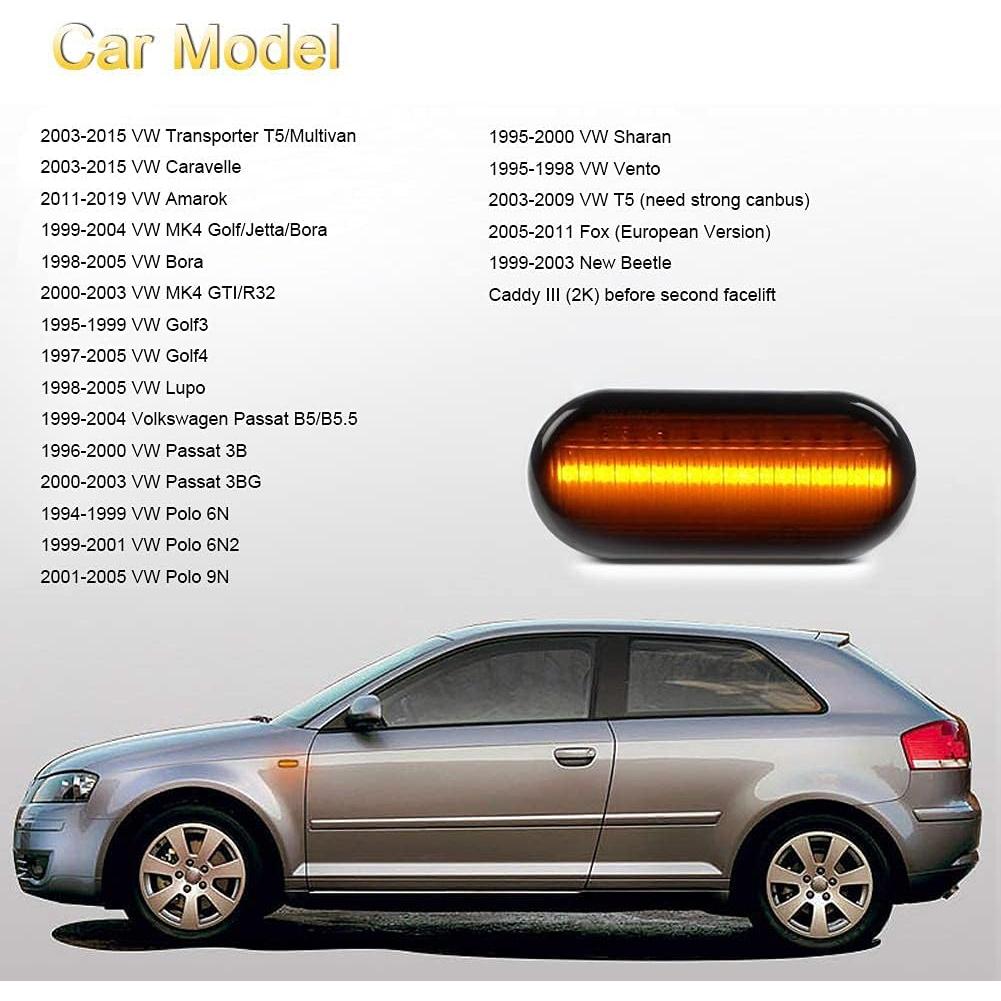 Gempro Luz de Señal LED Ámbar Dinámico para VW Golf/Jetta/Passat