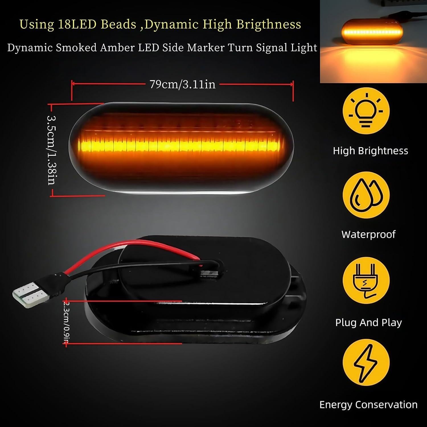 Luz de Señal de Giro LED HAHLOMEI Lente Ahumada para VW y Ford