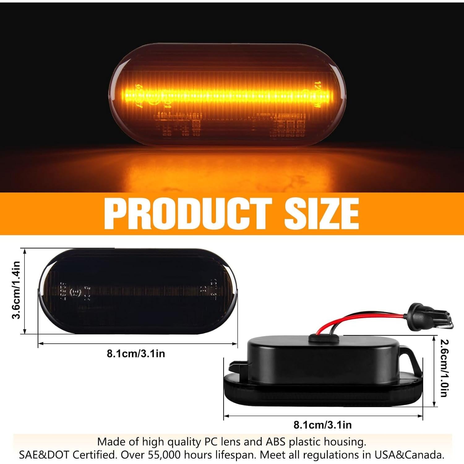 Luces de Marcador Lateral LED Gempro Ámbar VW MK4 Golf Jetta