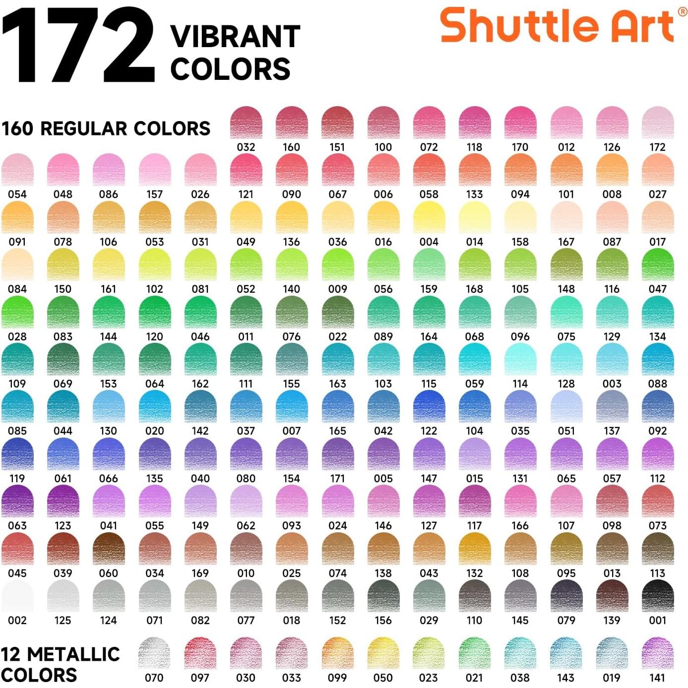 Set de 172 Lápices de Colores Shuttle Art - Suave y Vibrante