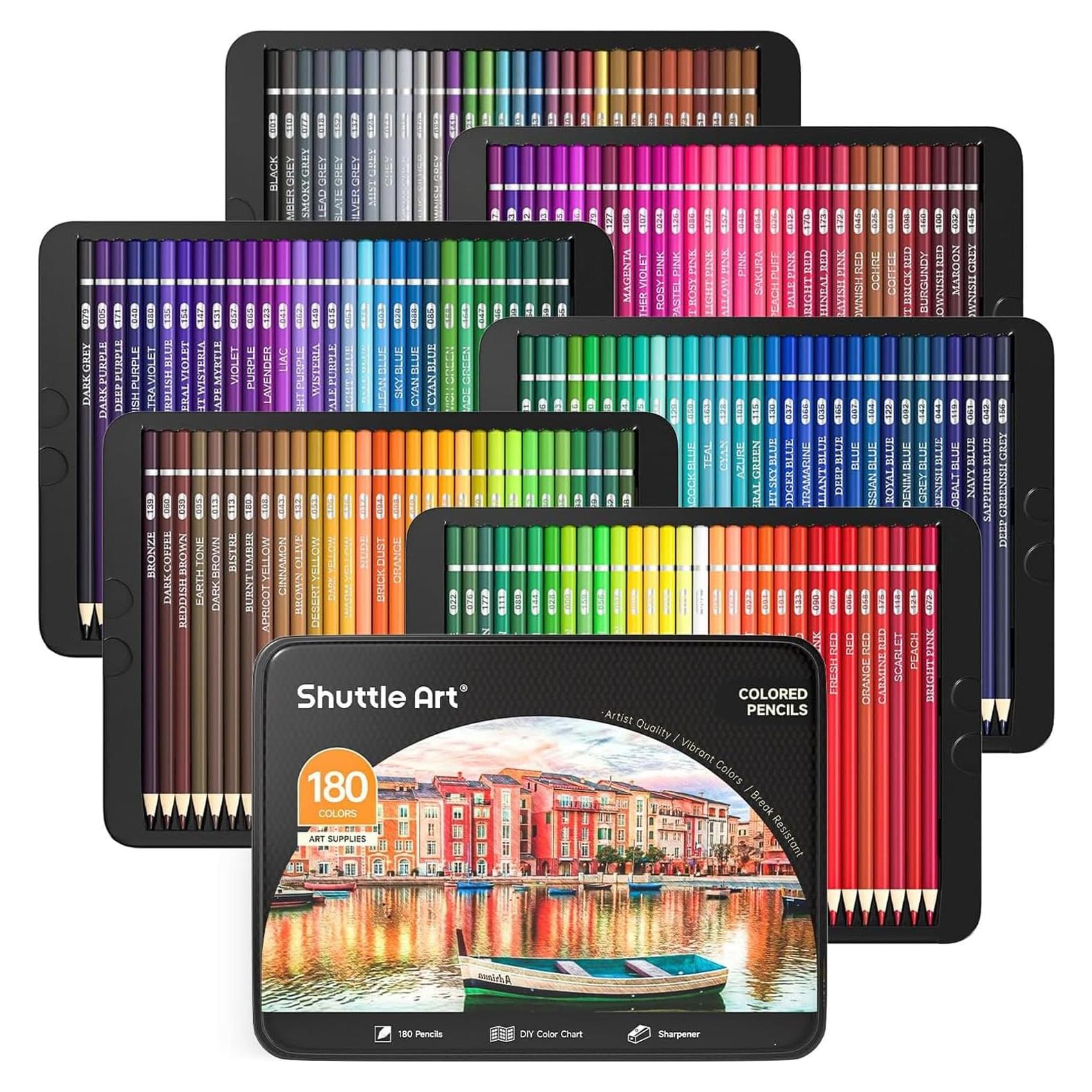 Set de 180 Lápices de Colores Shuttle Art con Sacapuntas