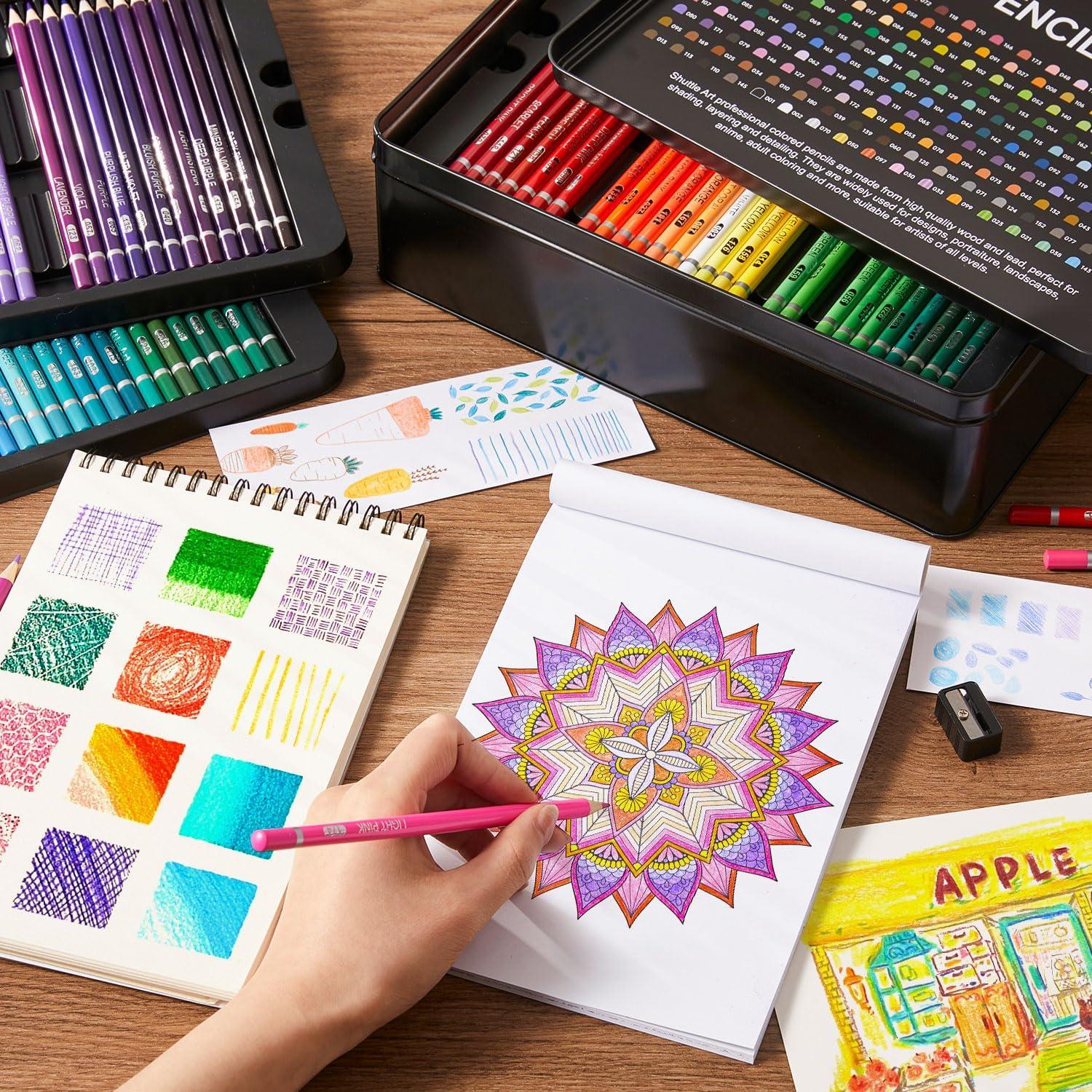 Set de 180 Lápices de Colores Shuttle Art con Sacapuntas