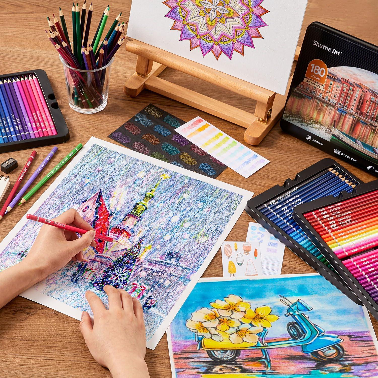 Set de 180 Lápices de Colores Shuttle Art con Sacapuntas