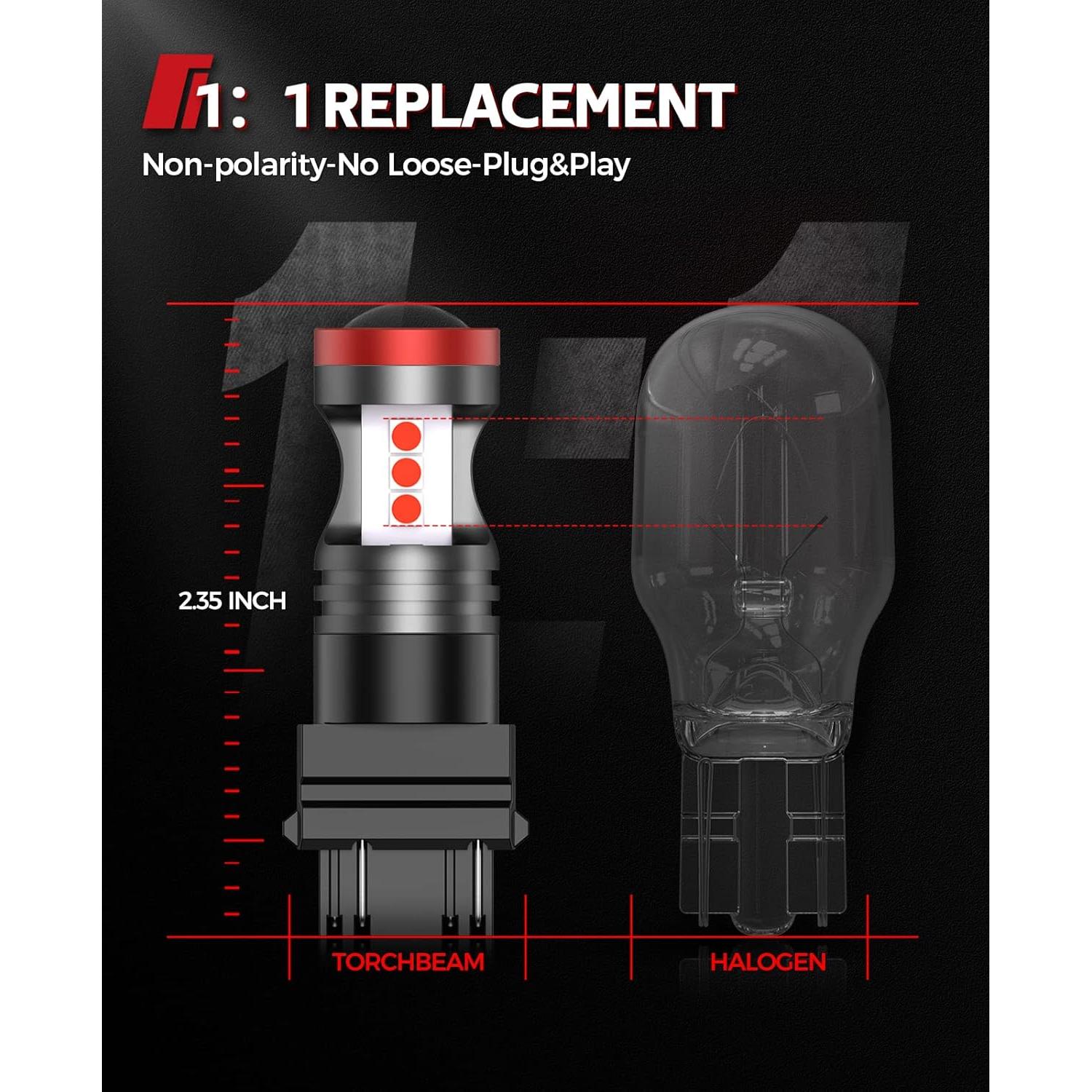 Bombillas LED Rojas Torchbeam 3157 3156 1800 LM para Automóviles