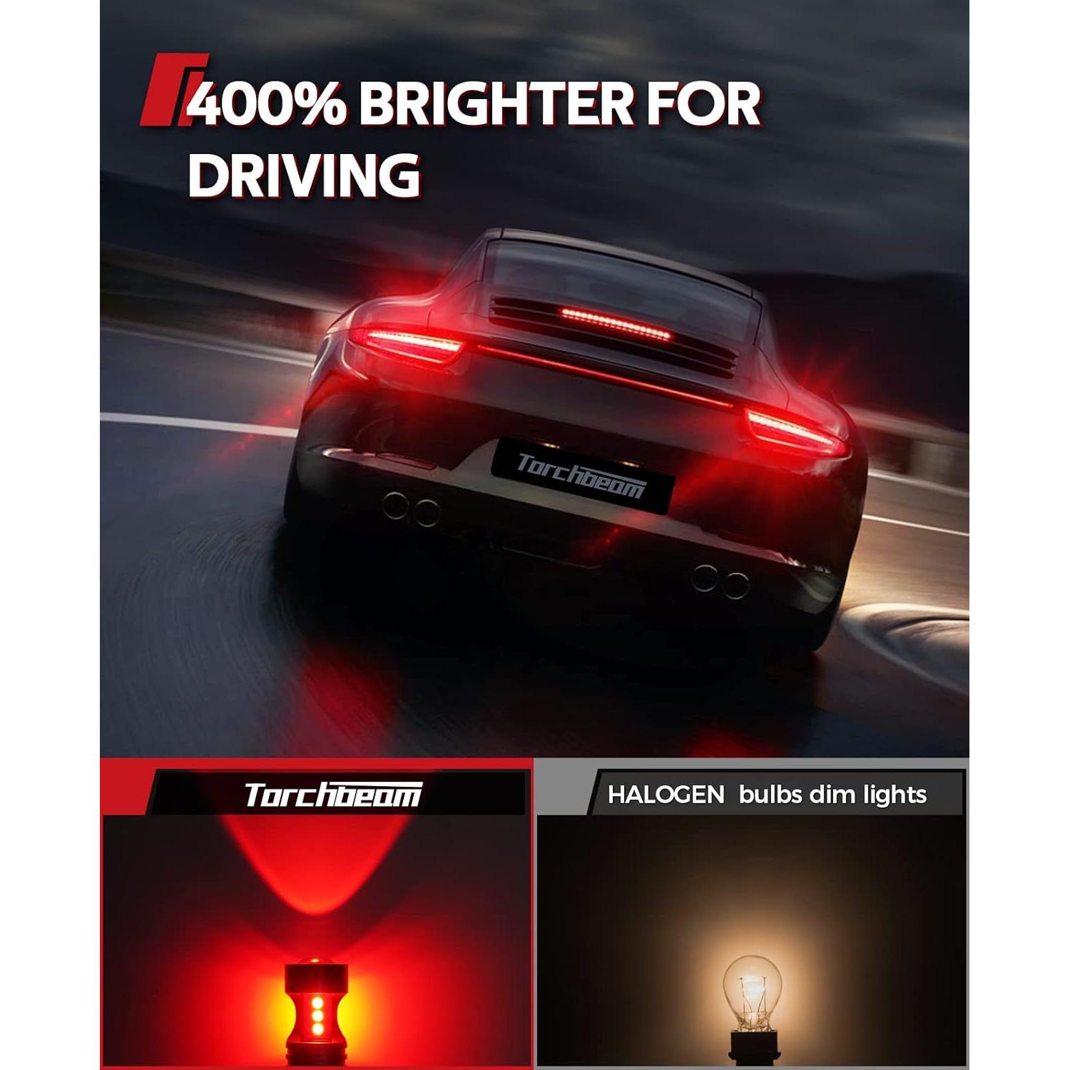 Bombillas LED Rojas Torchbeam 3157 3156 1800 LM para Automóviles
