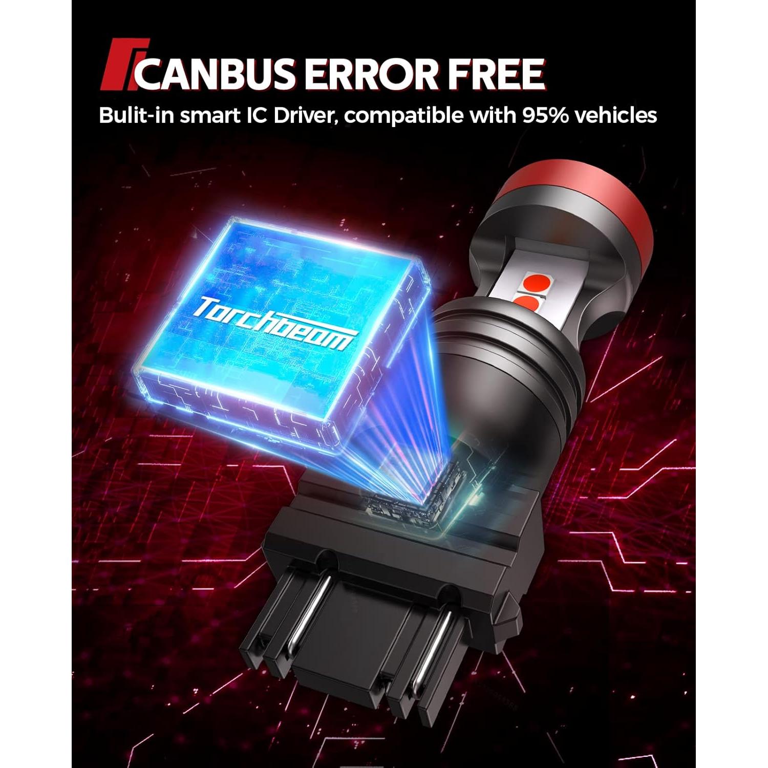 Bombillas LED Rojas Torchbeam 3157 3156 1800 LM para Automóviles