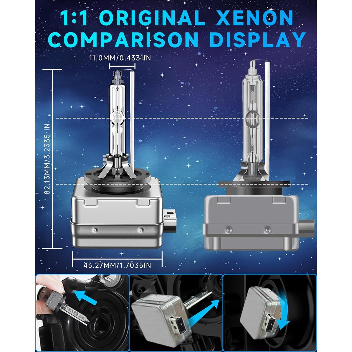 Bombillas D1S HID Xenón SENROBO 6000K para BMW 2007-2019