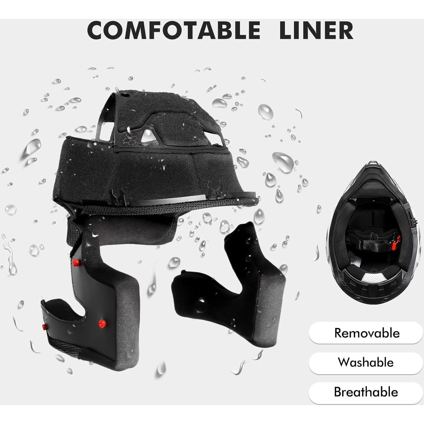 Casco Dual Sport TRIANGLE AH609 Negro Blanco para Motocicleta