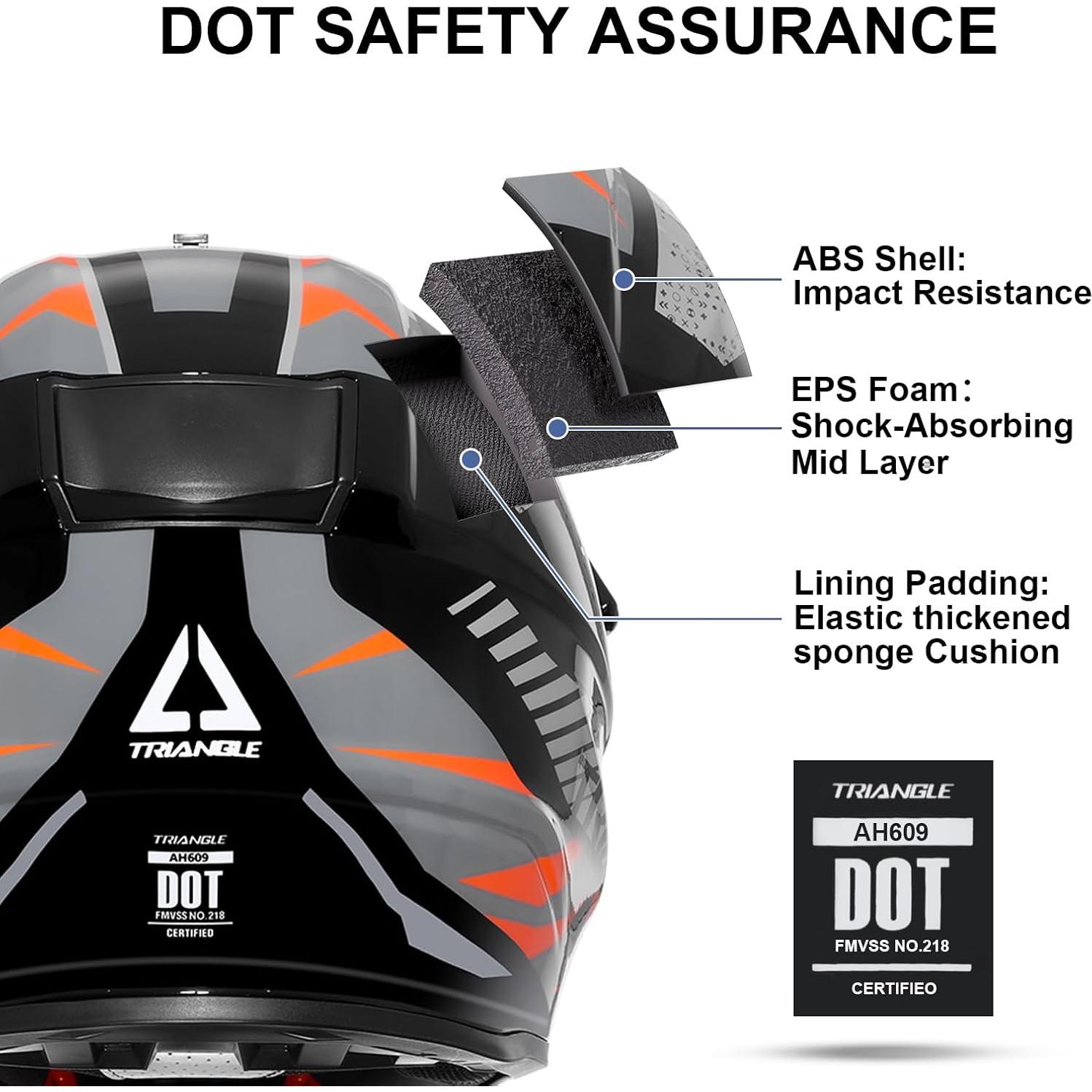 Casco TRIANGLE AH609 Dual Sport Naranja para Motocicleta