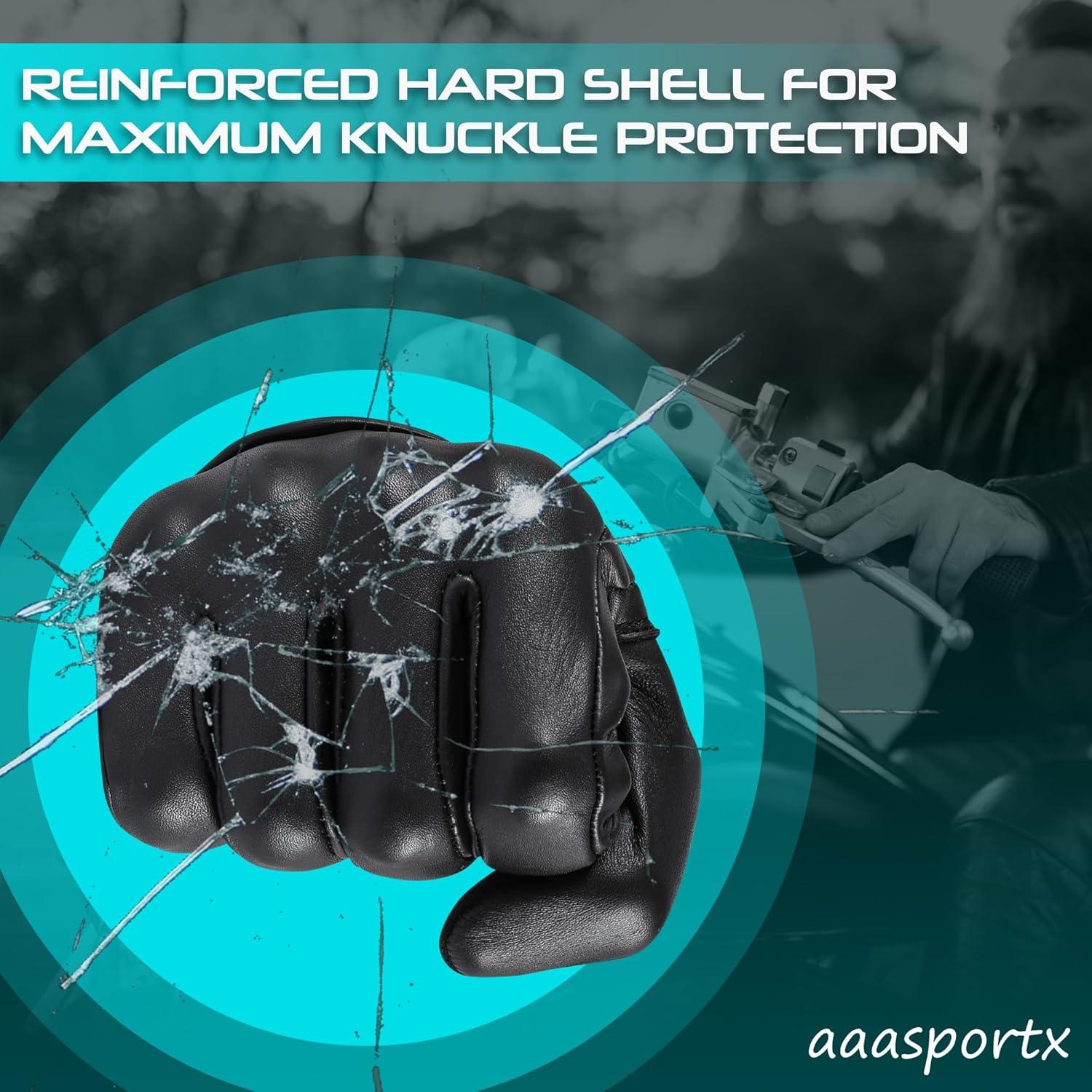 Guantes de Motocicleta de Cuero aaasportx - Táctiles y Antideslizantes