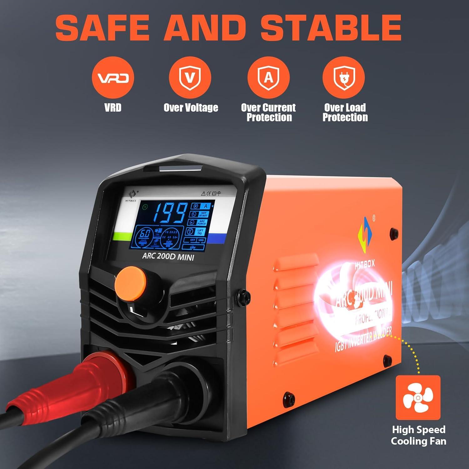 Soldador HITBOX ARC200D MINI 2 en 1 110V/220V Portátil