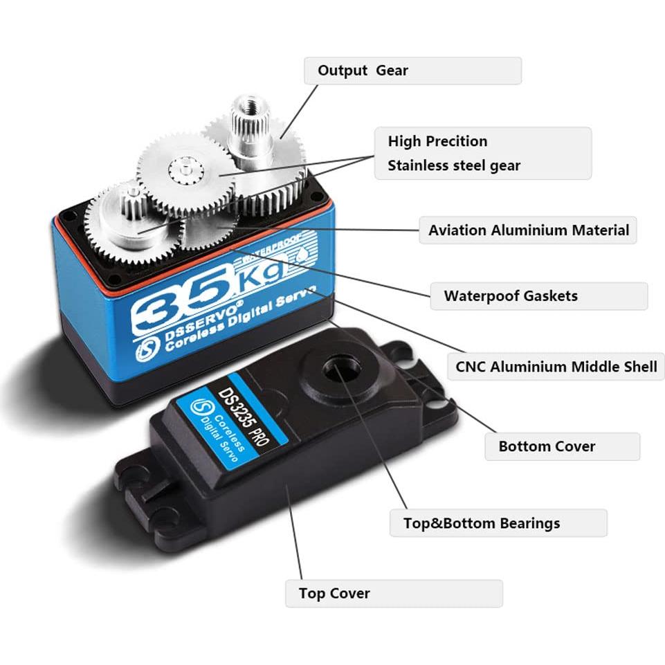 Servo RC 35kg ANNIMOS DS3235 PRO Metálico Impermeable