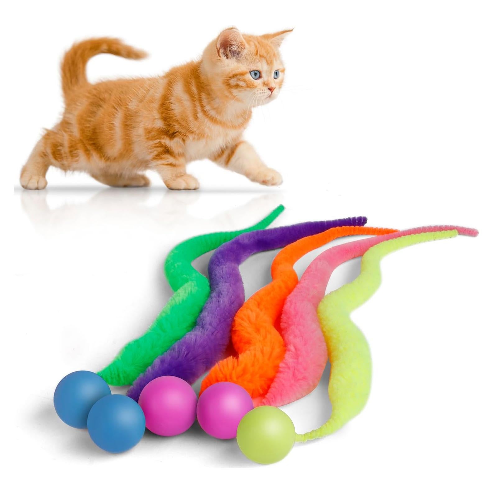 Juguete para Gatos SHENGSEN - 5 Pelotas Rebotadoras con Cola