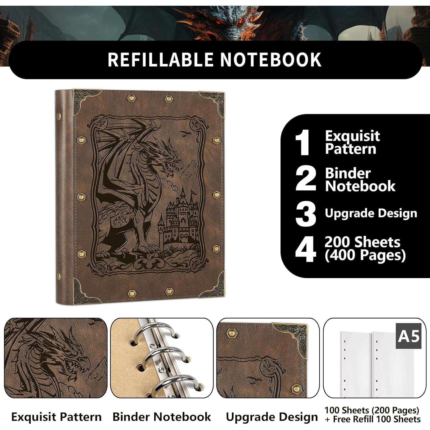 Cuaderno DND DUROTAN A5 400 Páginas Cuero Dragón