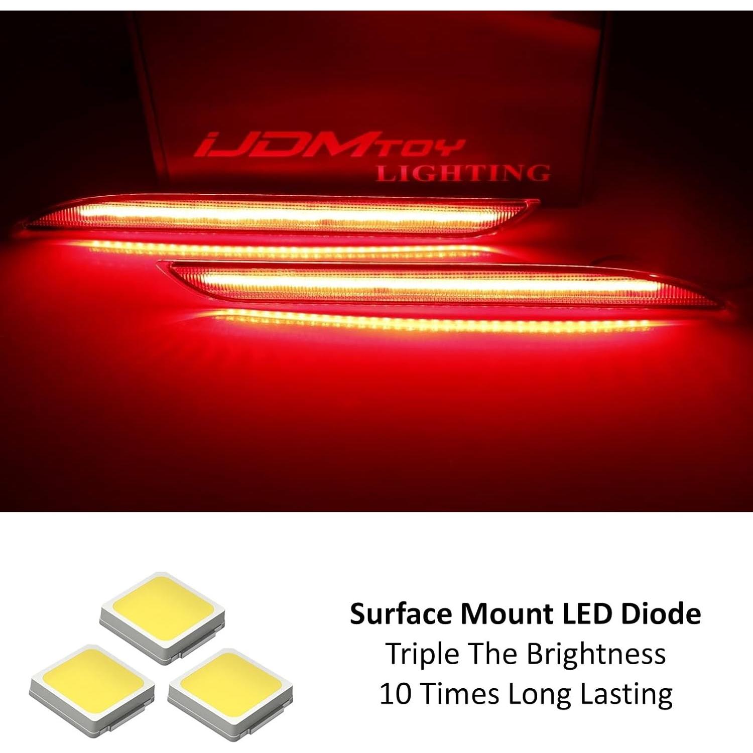 Luces Reflectoras LED Rojas iJDMTOY 36-SMD para Ford Mustang 2015-2017