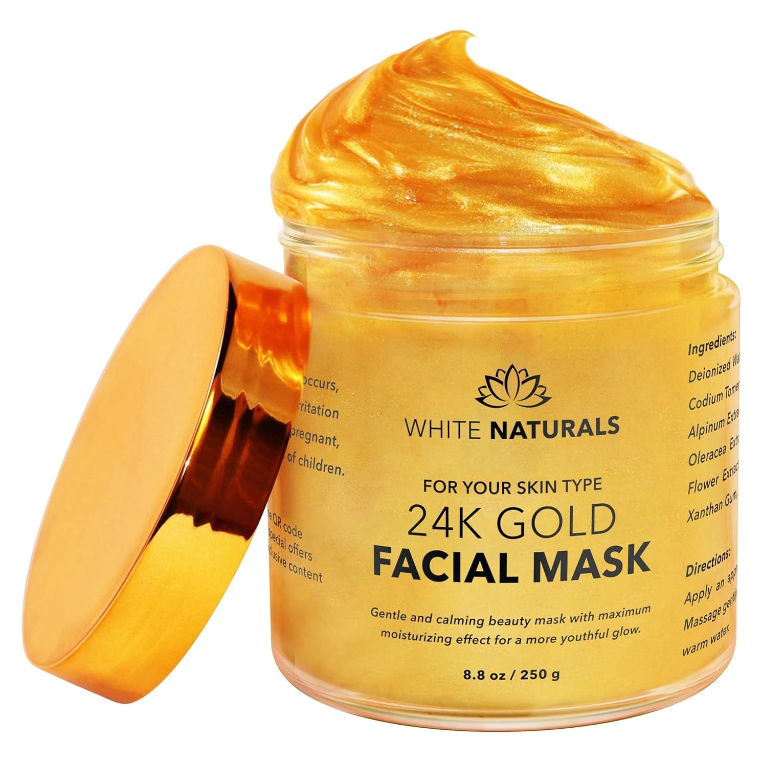 Mascarilla Facial de Oro 24K White Naturals - Hidratante Anti-Envejecimiento