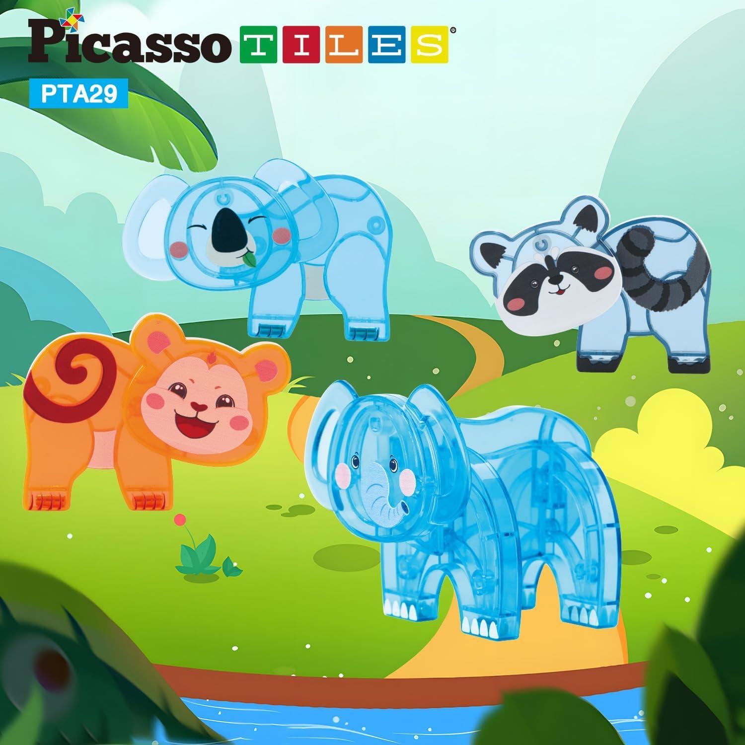 PicassoTiles Juego de Animales Magnéticos 4 Piezas 3+