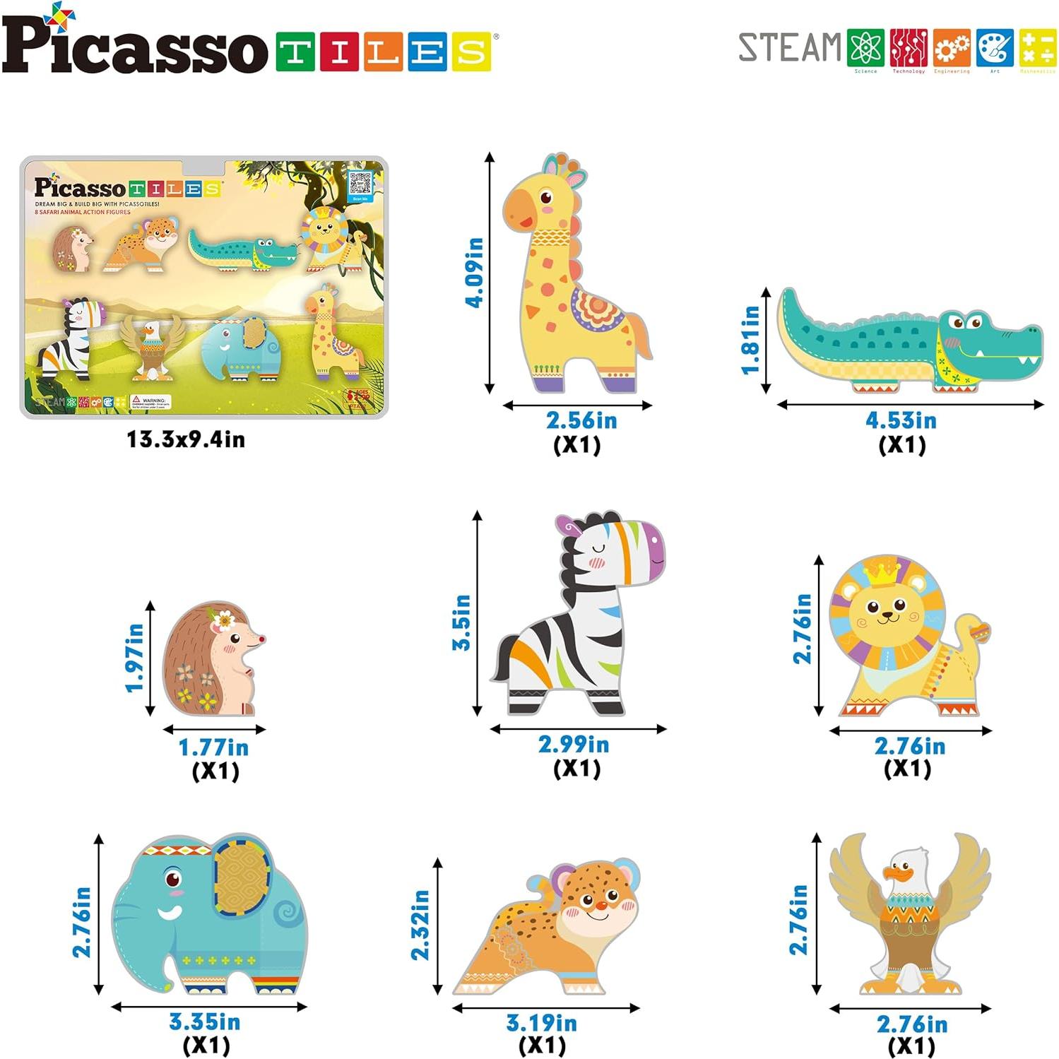 PicassoTiles Bloques Magnéticos Safari 8 Figuras 0.22 kg