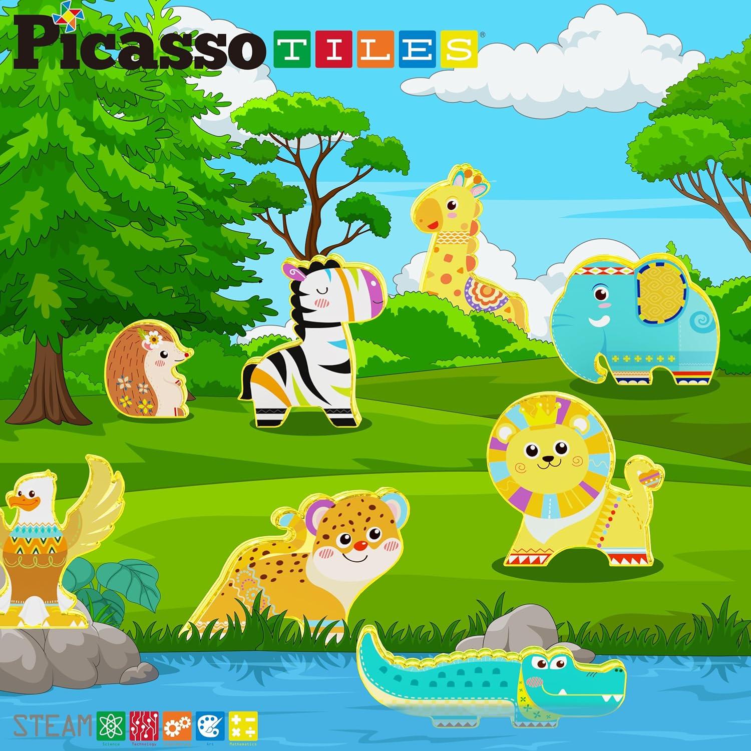 PicassoTiles Bloques Magnéticos Safari 8 Figuras 0.22 kg