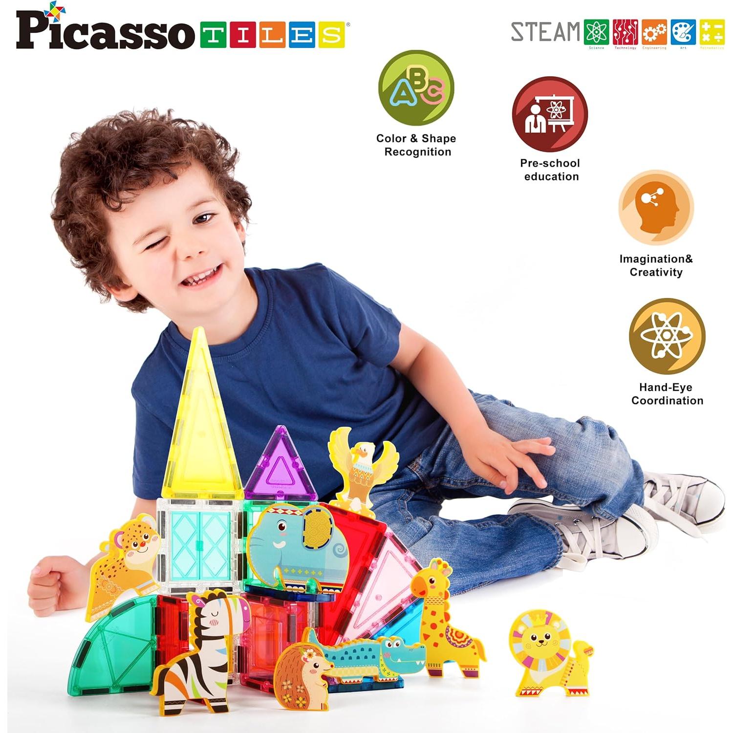 PicassoTiles Bloques Magnéticos Safari 8 Figuras 0.22 kg