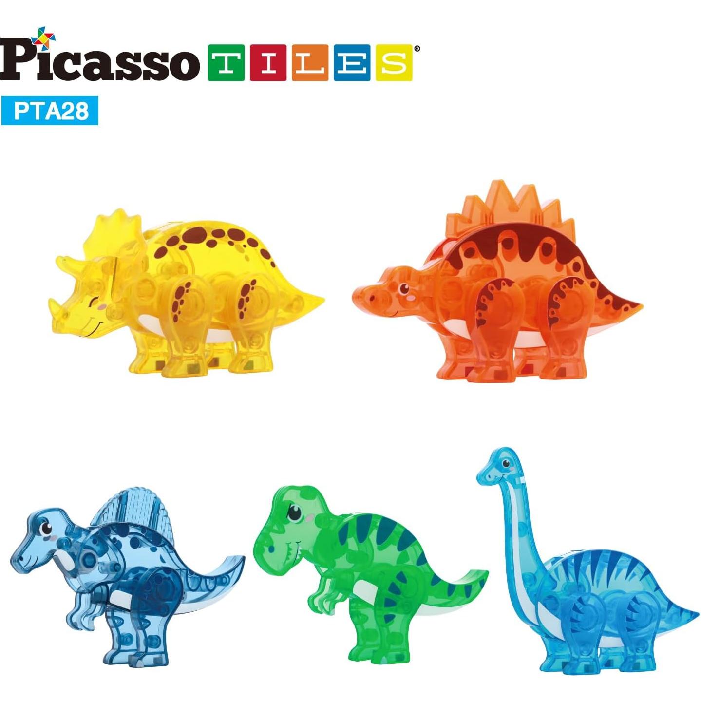 PicassoTiles Juego de Dinosaurios Magnéticos 5 Figuras STEM
