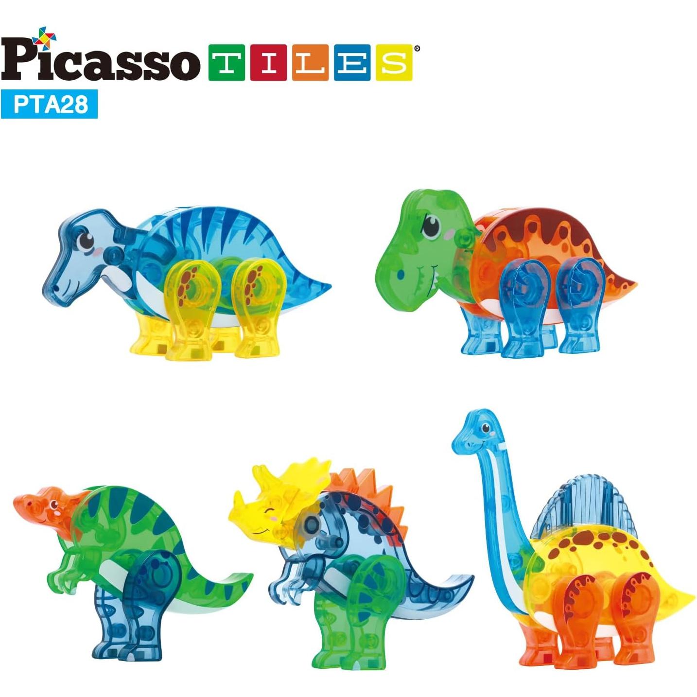 PicassoTiles Juego de Dinosaurios Magnéticos 5 Figuras STEM