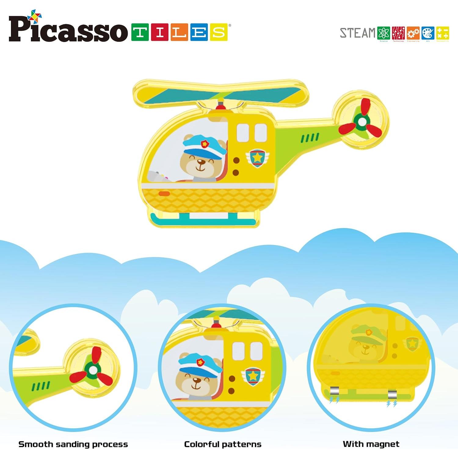 PicassoTiles Juguetes Magnéticos Ciudad Metropolitana 8 Vehículos