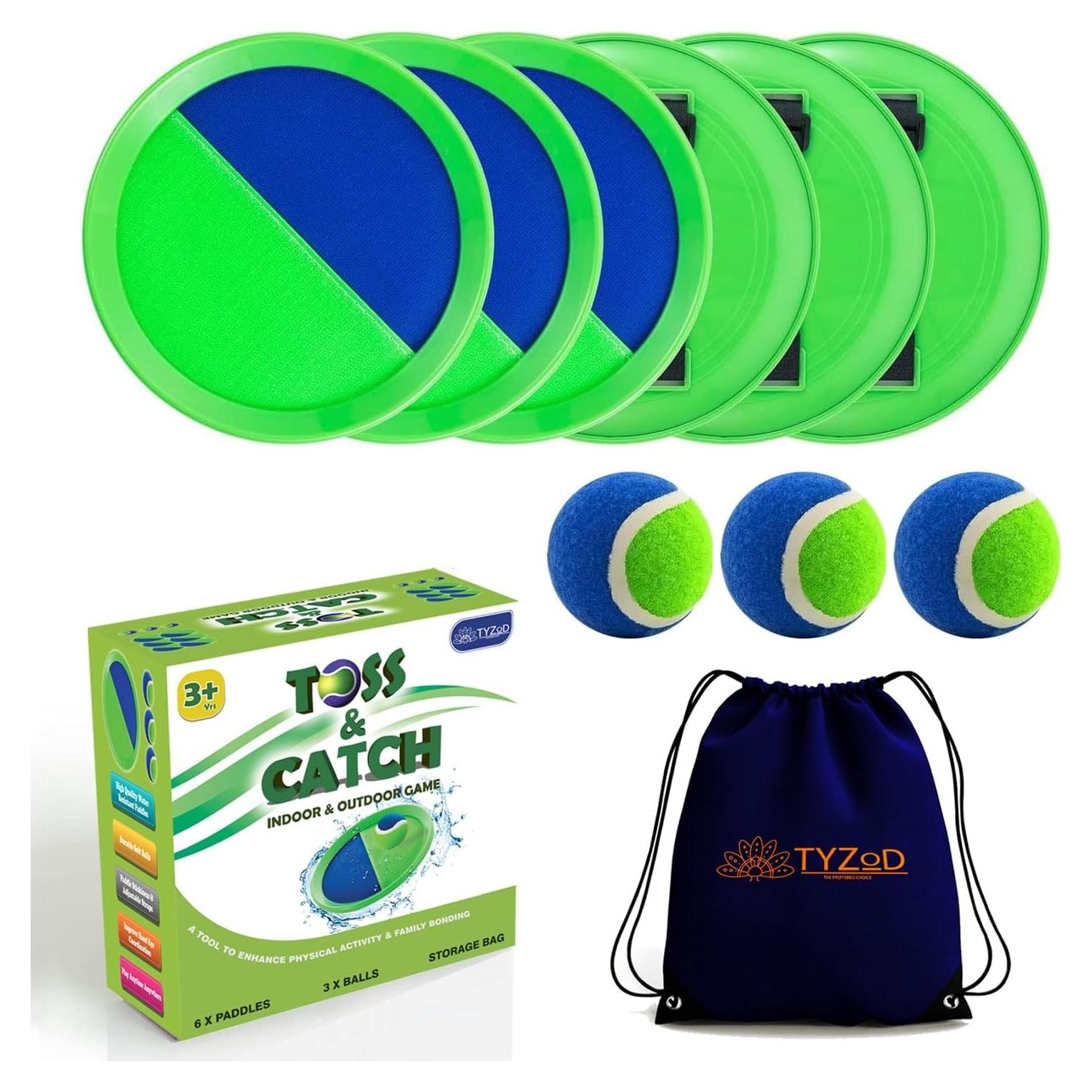 Juego de Lanzar y Atrapar TYZOD 6 Palas 3 Pelotas
